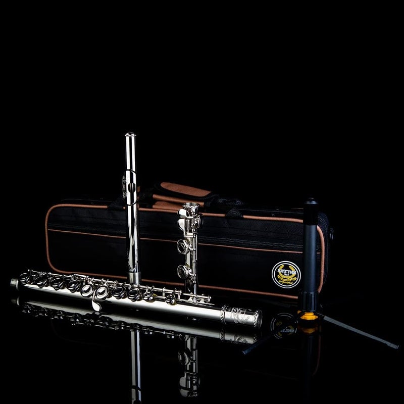 Rhythm C Flutes with Engraved Flower Closed Hole 16 Keys Flute For Student, Beginner with Stand, Carrying Case,Gloves,Joint Grease, Tuning Rod, Nickel - Image 5